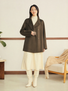 Reversible Collar Pure Merino Wool Coat