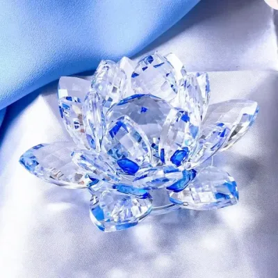 60-140mm Crystal Lotus Flower Figurine Home Wedding Decoration Glass Craft Paperweight Table Ornaments Souvenir Gifts