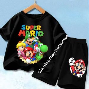 Bandai | Bộ Đồ Thể Thao Super Mario Cho Bé Áo Thun Ngắn Tay & Quần Đùi Rộng 2 Món Trang Phục Thường Ngày Cho Bé Trai Và Bé Gái Từ 3-12 Tuổi Chất Liệu Polyester Mùa Hè