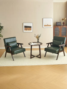 Solid Wood Sofa Chair Leisure Hotel Coffee Shop Combination Wooden Chair for Balcony Tea Table Home Furniture Residential