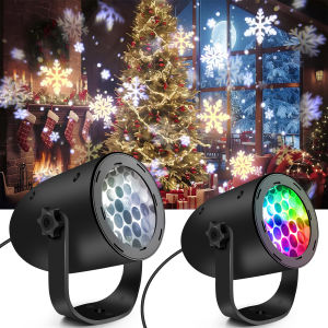 Christmas LED Snowflake Lights Projector for Indoor/Outdoor Garden Patio Yard House Wall Holiday Projector for Xmas New Year