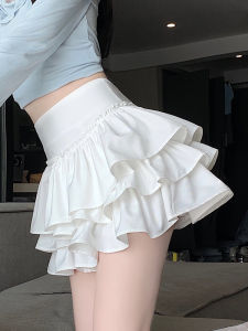 Pure Desire Ballet Style Short Skirt Womens Spring Autumn High Waist Slim A-Line Puffy Half-length Cake Skirt for Young Ladies