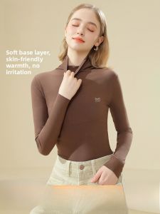 Miiow | Thickened High Collar Long Sleeve Womens Base Shirt Cat Person Autumn Winter Warm T-Shirt Sweet Style YZ-bn06161 New 2024