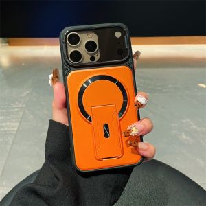 Phone Case with Flip Lens Camera Protection For MagSafe Magnetic Bracket for for iPhone 17 Pro Max Air 16 15 14 Plus 13 12 11