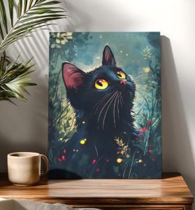 BILIBILI | Acrylic Paint By Numbers Abstract Black Cat Painting By Numbers on Canvas Coloring By Number for Adults Paint Digital Art