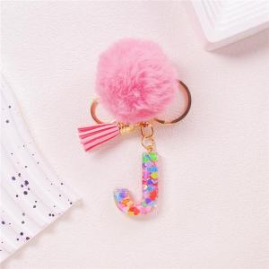 Pink Furry Tassel Keychain Resin Keyring Ball Creative Gift Bag Pendant Love Heart Sequin Crystal Bag Charm Festival Supplies