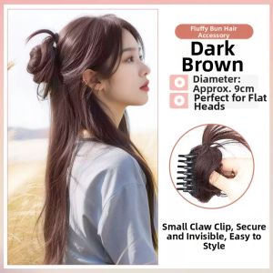 Natural Puffy Semi-updo Faux Bun Hair Clip