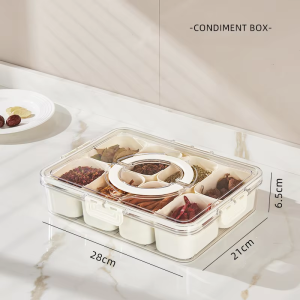 4/8 Grids Snackle Box Container Divided Serving Tray with Lid and Handle Portable Snack Platters for Fruits Snacks Perfect
