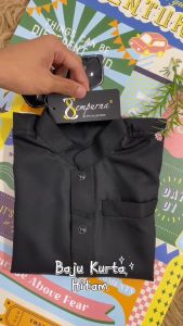 ◆ WARNA BLACK / HITAM ◆ KURTA SLIM FIT KAIN COTTON / BAJU KURTA RAYA SEPASANG DEWASA & BUDAK BAJU SAHAJA ( D011K ) KD