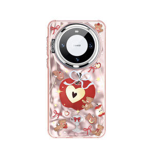 Cute Bear Apple Style Phone Case for Huawei 70Pro Mate60 Full Cover Cartoon Protective Shell Ultra Thin Womens New Model Pura80Pro
