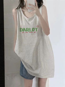 Áo Thun Không Tay Cổ Treo Cotton Mỹ Cho Nữ Mùa Hè Áo Khoác Ngoài Bóng Rổ Dáng Rộng Không Tay Cổ Treo Phong Cách Thường Ngày