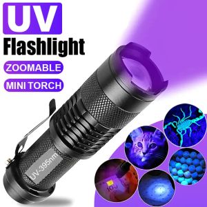 UV Flashlight 9 LED Ultraviolet Blacklight 395/365nm Pet Urine Stain Detector Purple Light Lamp Outdoor Portable Retractable Ultraviolet Torch