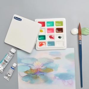 12Grid Ceramic Thickened Palette Paints: Portable Art Supplies for Students Outdoor Sketching