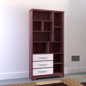 ROMARO RB 07 Lemari Buku Serbaguna / Rak Buku / Rak Arsip (French Oak - Brown - White)