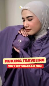 M-05 | Aneska Mukena Dewasa Traveling Mini Pouch Parasut Korea Premium 2in1 Set Sajadah