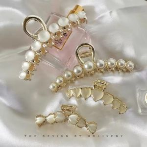 Qearl9 New Elegant Opals Hair Clamp Luxury Metal Hair Clip Gold Rose Flower Headdress Girls Fashion Hairpins