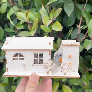 Mô Hình Stem Nhà Gỗ Lắp Ghép Tích Hợp Pin Bánh Răng Xoay Trục Đồ Chơi Khoa Học Công Nghệ