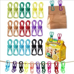 50/100pcs Colorful Sealing Clips / Multifunctional PVC-Coated Clothespins / Food Snack Seal Sealing Storage Clips / Portable Mini Clothesline Metal Clamp Accessories