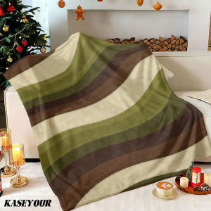 Beast Kingdom | Earth Tone Waves Winter Summer Flannel Blanket Throw Fleece Soft Fuzzy Plush Cozy Fleece Blankets for Sofa Ideal Gifts