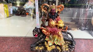 Tượng thần tài Triệu Công Minh cưỡi hổ bằng đồng vẽ màu cực đẹp DxRxC: 38x21x37cm nặng 16kg