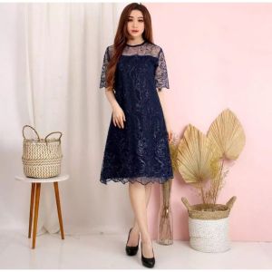 COD-DRESS ALEA BRUKAT TULE BORDIR GLITER KUALITAS TERBAIK-DRESS WANITA NATAL-DRES WANITA TERBARU MOTIF BROKAT CORNELLI GLITER