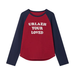 URLAZH | Spring New American Vintage Color Block Letter Raglan Sleeve T-Shirt