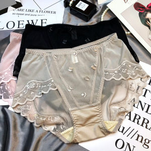 ลูกไม้ เอวสูงไร้รอยต่อ พลัสไซส์ ผู้หญิง ชุดชั้นใน 3 แพ็ค เซ็กซี่ Pure Desire เอวกลาง กางเกงขาสั้น ไนลอน Quick-Dry สีทึบ