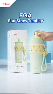 FGA Star Straw Tumbler 720ml 316L Stainless Steel Vacuum Insulated Tumbler with Lanyard & Silicone Sleeve