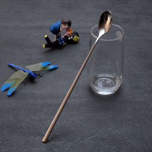 Extended 32cm Food Grade 304 Stainless Steel Coffee Honey Milk Tea Spoon Stirring Spoon Soup Spoon Metal Pure Color Coffee Utensils