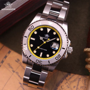 ADDIESDIVE Luxury Mens Diver Steel Watch 200m Waterproof Ceramic Bezel Analog Watch BGW9 Luminous Business Quartz Watch AD2040