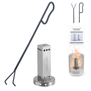 Bộ Dụng Cụ Đốt Cháy Thứ Cấp Bằng Thép Không Gỉ CHANGE MOORE Square Urner Cột 115cm Có Móc Đánh Lửa Cho Bếp Ngoài Trời