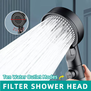 Toilet Pressurized Black Shower Head Filter 10 Mode Water Saving Design Toilet Hand Sprayer Shower Accessories Set