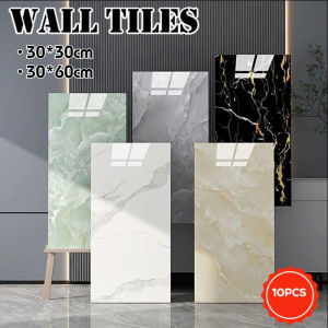10PCS Marble Design Wall Tiles for Bathroom Wallpaper Self-Adhesive Imitation Tile Wall Sticker Waterproof Moistureproof