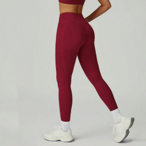 Naked Sensation High Waist V-Waist Cross Pocket Pleat Peach Lift Yoga Pants