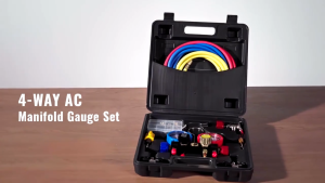 4 Way A/C Manifold Gauge Set Fits R134a R32 R22 R410 Refrigerants Air Conditioning Refrigeration Kit