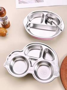 onlycook | Suction Food Grade 316L Stainless Steel Infant Feeding Divided Plate