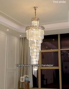 Đèn chùm pha lê thông tầng kích thước lớn 80x300 cm cao câp 3 chế độ ánh sáng sang trọng
