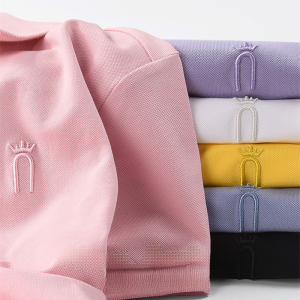 Pure Cotton Summer Polo Womens Short-Sleeved Lapel T-Shirt Elastic Thin Workwear Tops Shirt Collar Slim Looking Casual Sports