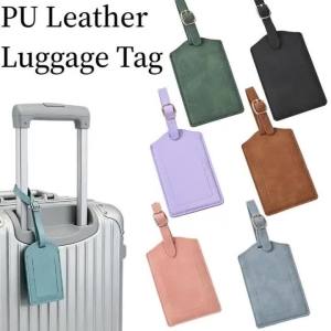 Pomelo Best PU Leather Luggage Tag for Women Men Privacy Protection Suitcase Tag Travel Accessory