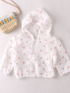 Girls Summer Lightweight Breathable Cotton Sun Protection Shirt Cute Baby Girls Fashionable Outerwear UV Protection Clothing