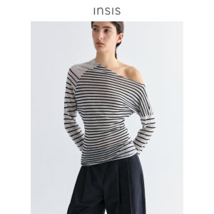 INSIS FEMME | Spring Cross-Shoulder Striped Knit Top