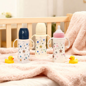 1pcs Baby Boy Ultra-light Anti-fall and Anti-colic Bottle Cartoon Star Pattern 330ml Large Capacity Wide-mouth PP Bottle