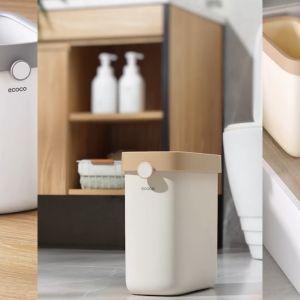 ECOCO Narrow Trash Can - Tempat Sampah Rumah Tangga Toilet Baru Kamar Mandi Kapasitas Besar