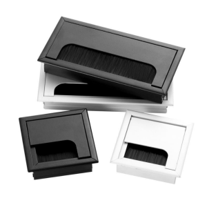 3 Sizes ABS Plastic Rectangle Wire Cable Holder Grommet Hole Cover Rectangle Line Box Black/Silver