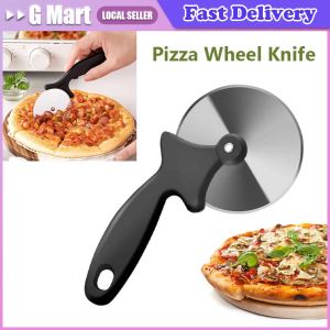 Kitchen Pizza Baking Tools Stainless Steel Pizza Cutter Double Roller Pizza Knife Cutter Pastry Pasta Tools