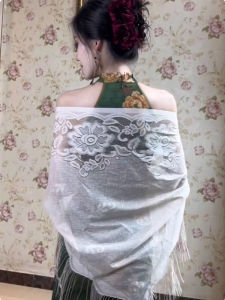 ผ้าคลุมไหล่ผู้หญิงแบบสีขาว ทรงจีนใหม่ สไตล์ศิลปะ ดีไซน์ระบาย เซ็กซี่ แขนกุด ปกติ สีสันสดใส ฤดูร้อน 2025