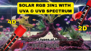 GEBO LED SOLAR LIGHT - Change 11 Colours Light - 4 Rows Lights - Use APP to change colour - Aquarium Light 水族馆灯 Lampu Akuarium