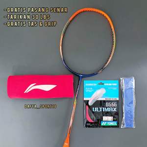 Raket Badminton Lining / Victor Terpasang Senar 30-32 Lbs Dengan Tas Dan Grip Bagus