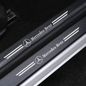 4PCS/Set Bercahaya Strip Pelindung Bahan Kulit Carbon Fiber Untuk Honda Suitable Carbon 3D Door Sill Plate Guard untuk Toyota Honda Mitsubishi Nissan