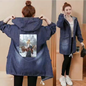 [THIẾT KẾ CHUẨN SHOP] Áo Khoác JeanÁo Khoác Bò Nữ Form Dài In Hình